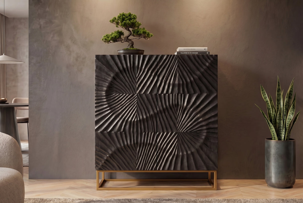 Highboard SCORPION 120cm 3D mango schwarz