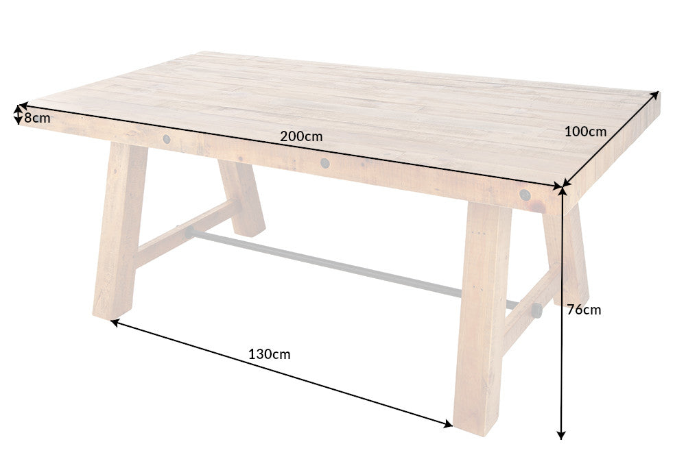 Dining table FINCA 200cm pinewood vintage brown