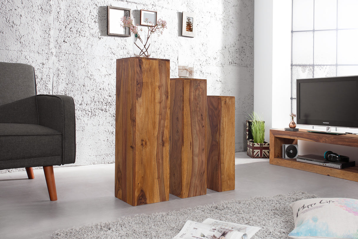 Decoration pillar MAKASSAR 60-80cm set of 3 sheesham