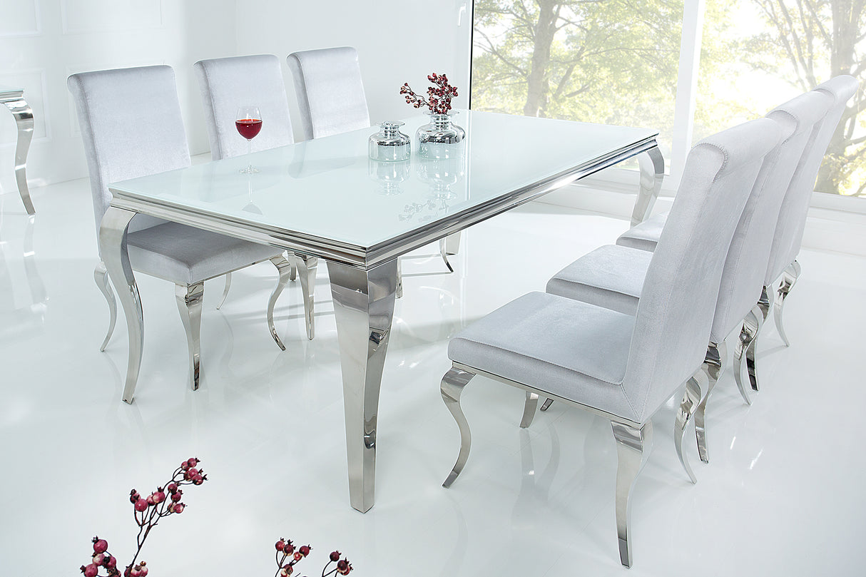 Esstisch MODERN BAROCK 200cm Hartglas weiß