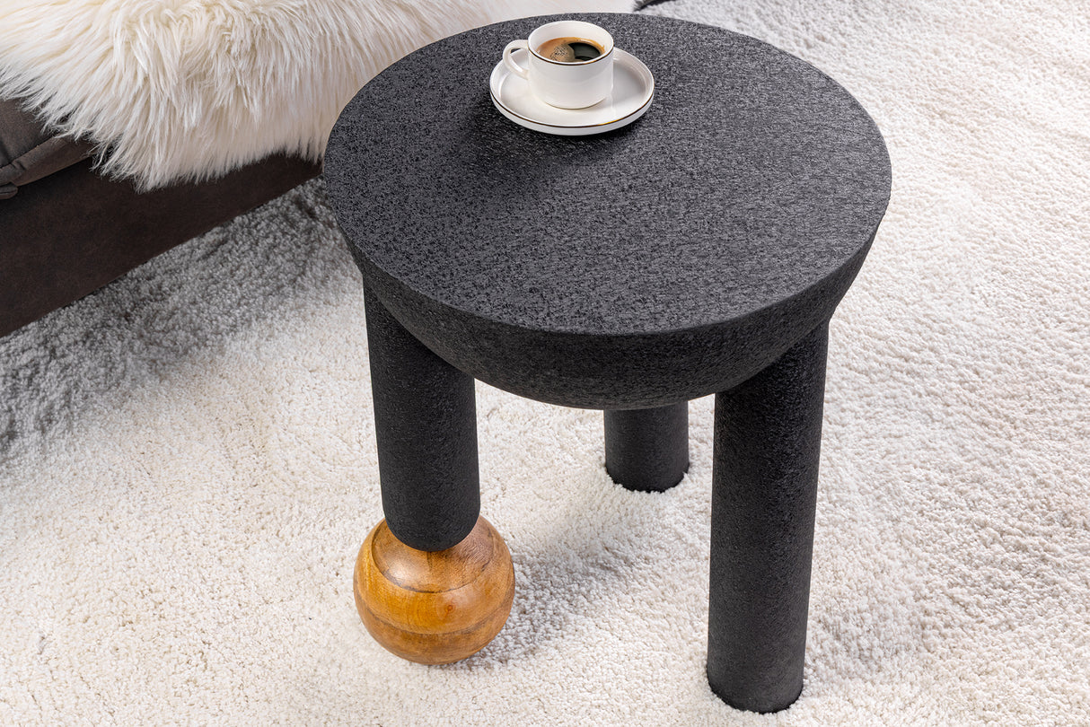 Beistelltisch ABSTRACT 50cm Eisen schwarz mit Mangoholz Bullet