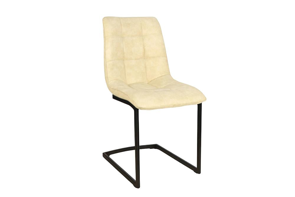 Cantilever chair MIAMI square quilting microfibre antique beige w/ black metal frame