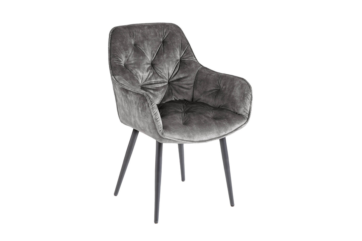 Chair MILANO with armrests velvet grey green