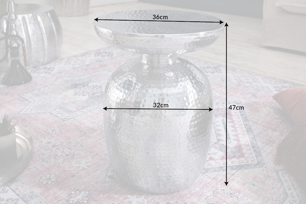 Beistelltisch ORIENT 50cm mit Hammerschlageffekt silber