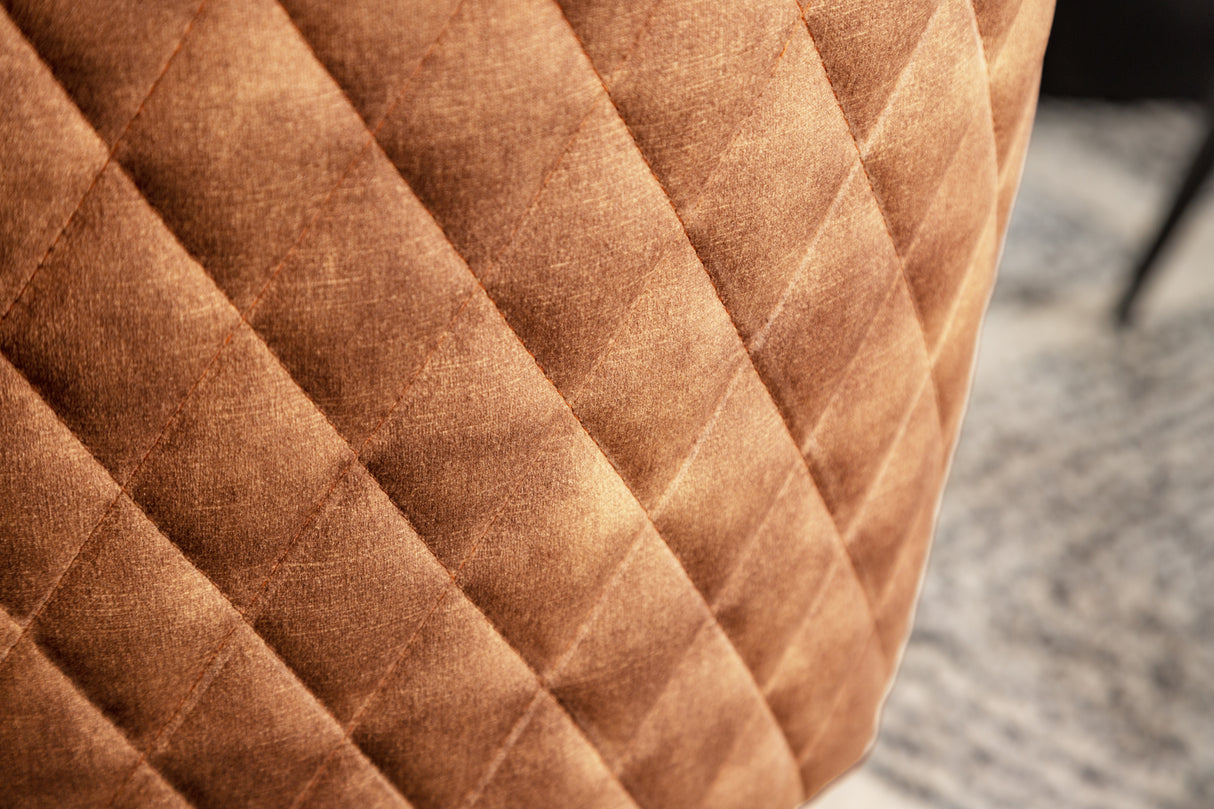 Swivel chair EUPHORIA rotatable 180° with armrests velvet brown