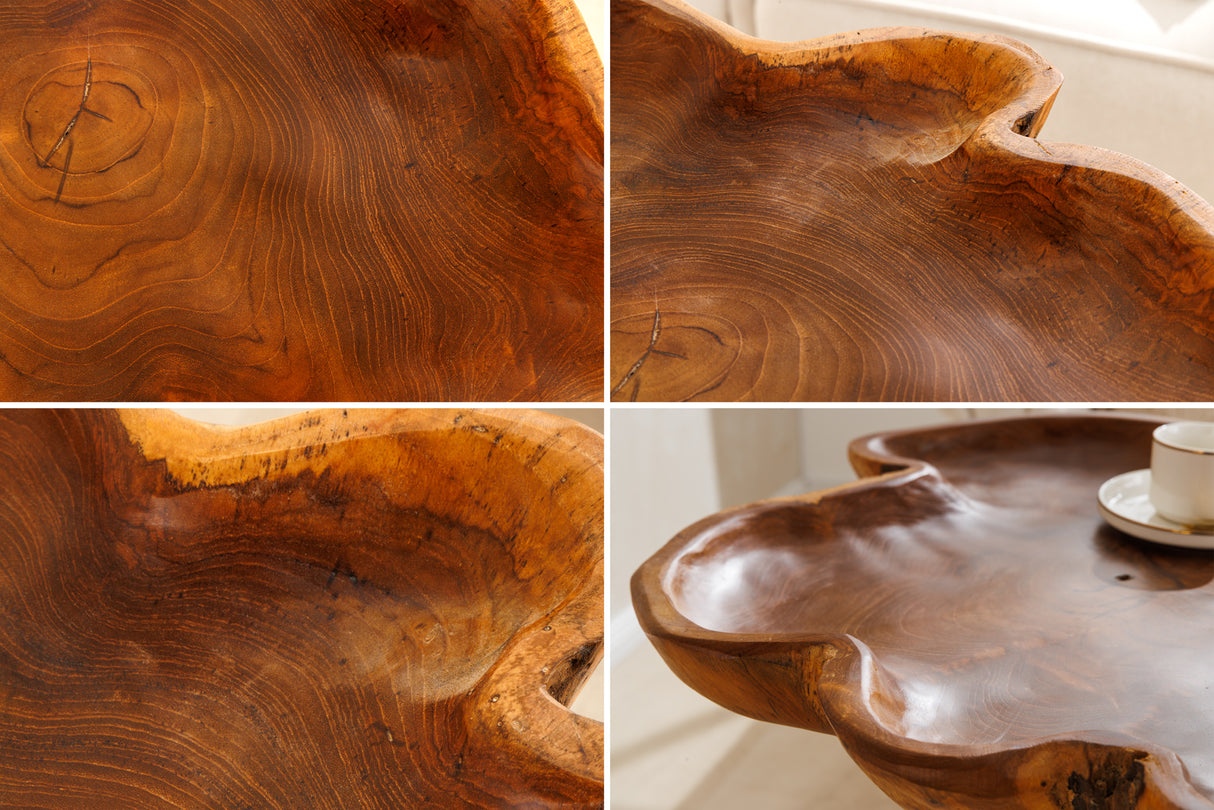 Beistelltisch WILD 65cm Teakholz naturbraun mit Harpinbeinen schwarz