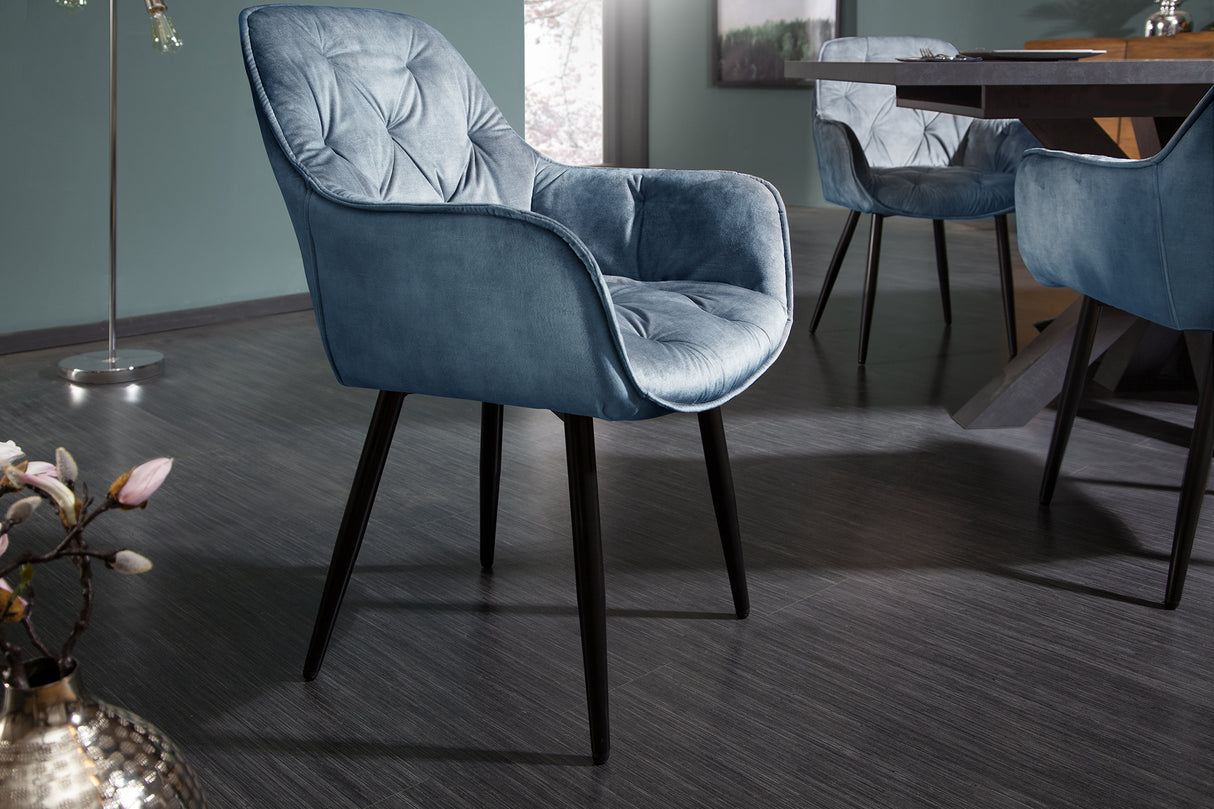 Chair MILANO with armrests velvet teal