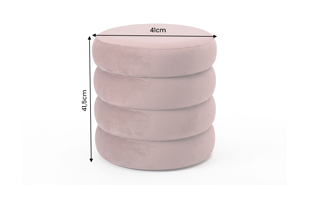 Upholstered stool VOGUE 40cm round w/ storage space velvet rosé