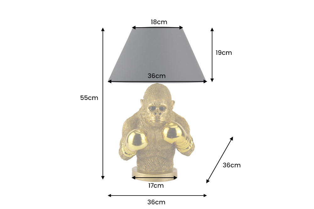 Tischleuchte KING APE 55 cm, goldfarben, schwarzer Schirm