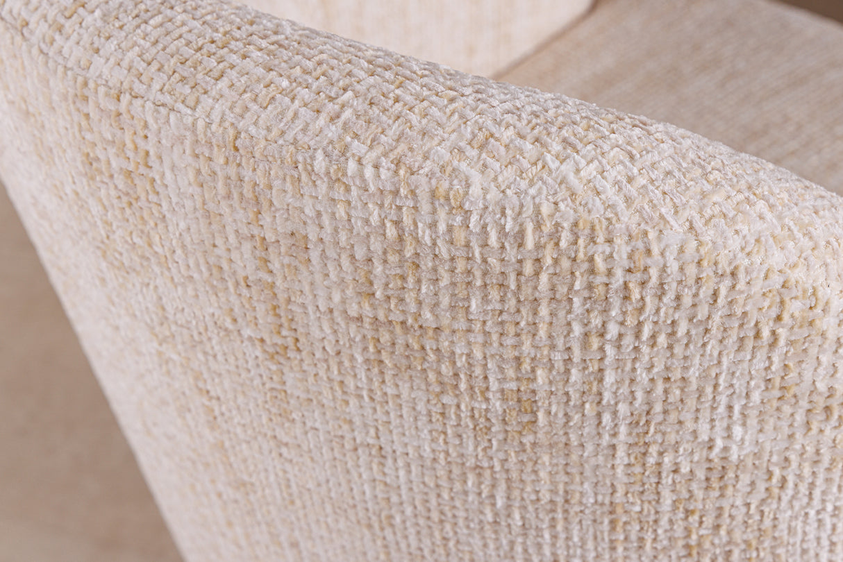 Chair EXTRAVAGANCIA beige chenille fabric w/ armrests and champagne golden frame