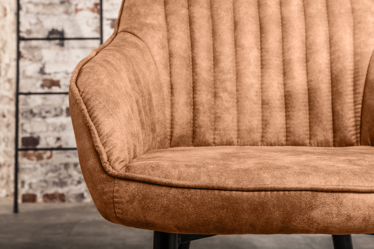 Chair TURIN with armrests microfibre light brown