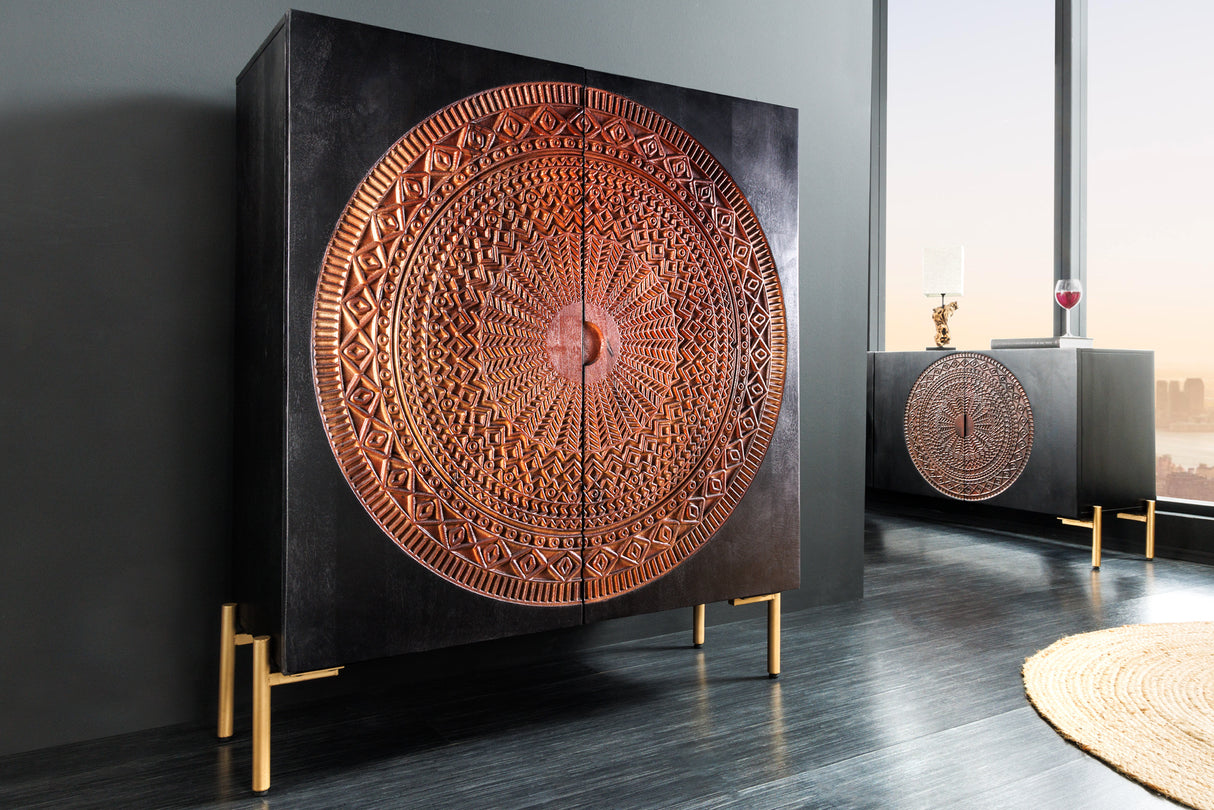 Highboard MANDALA 120cm mango brown black