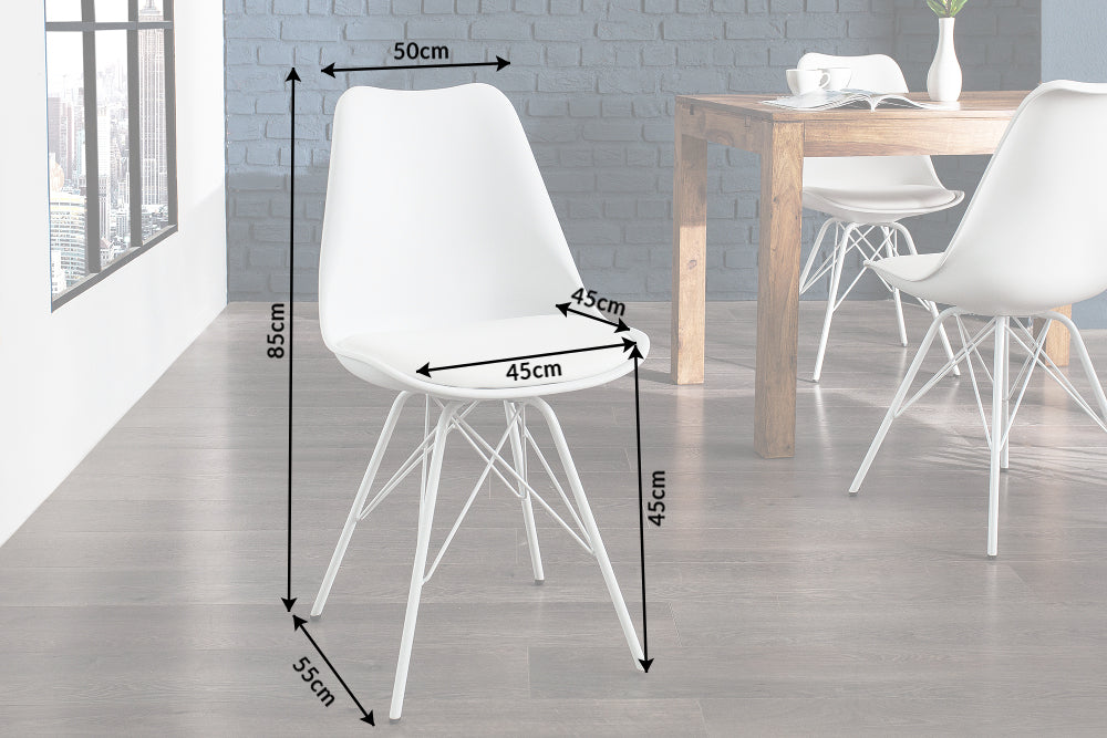 Chair SCANDINAVIA MASTERPIECE retro style white with white legs