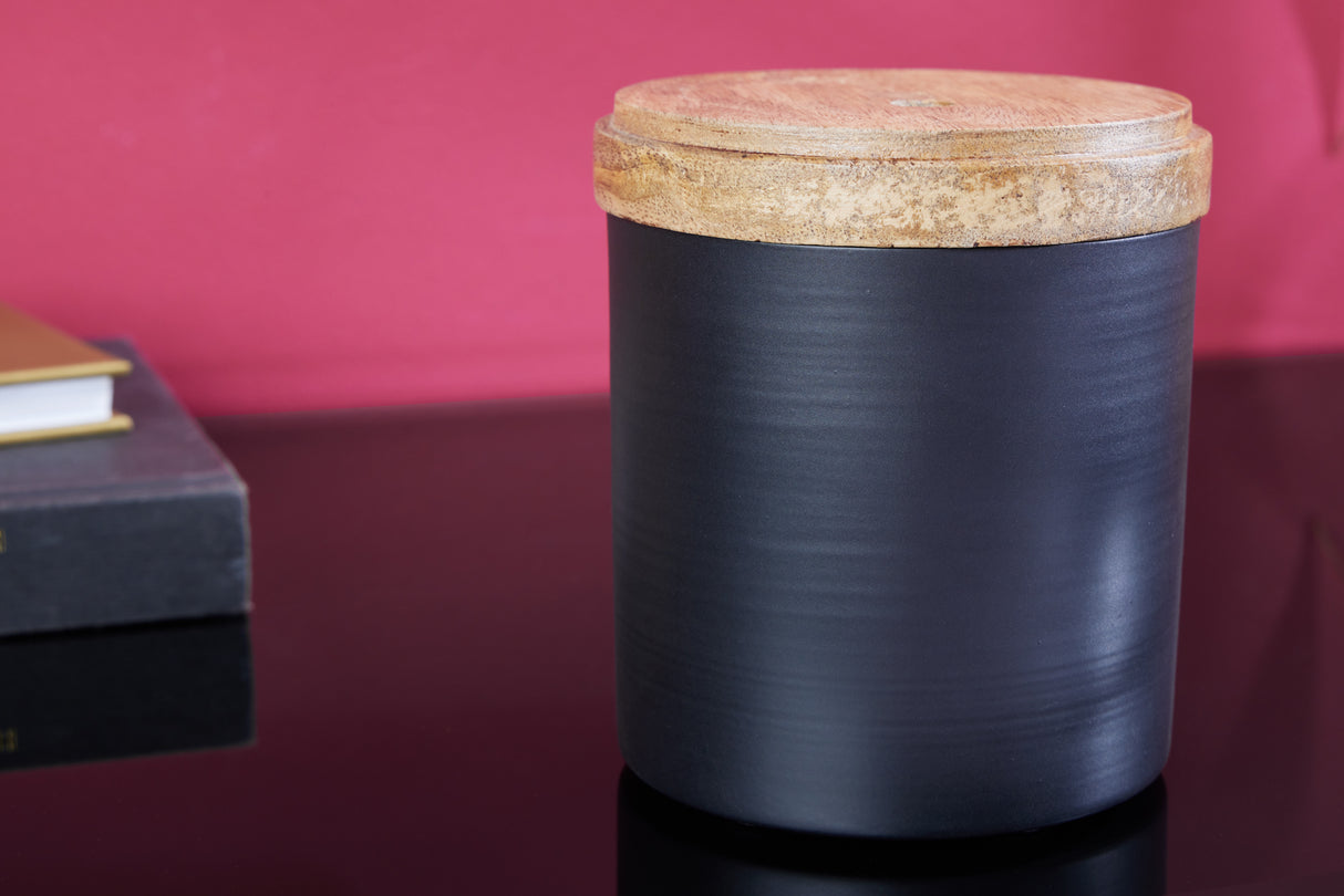 Skulptur Zinn PANTHER 20cm Eisen schwarz Mangoholz natur