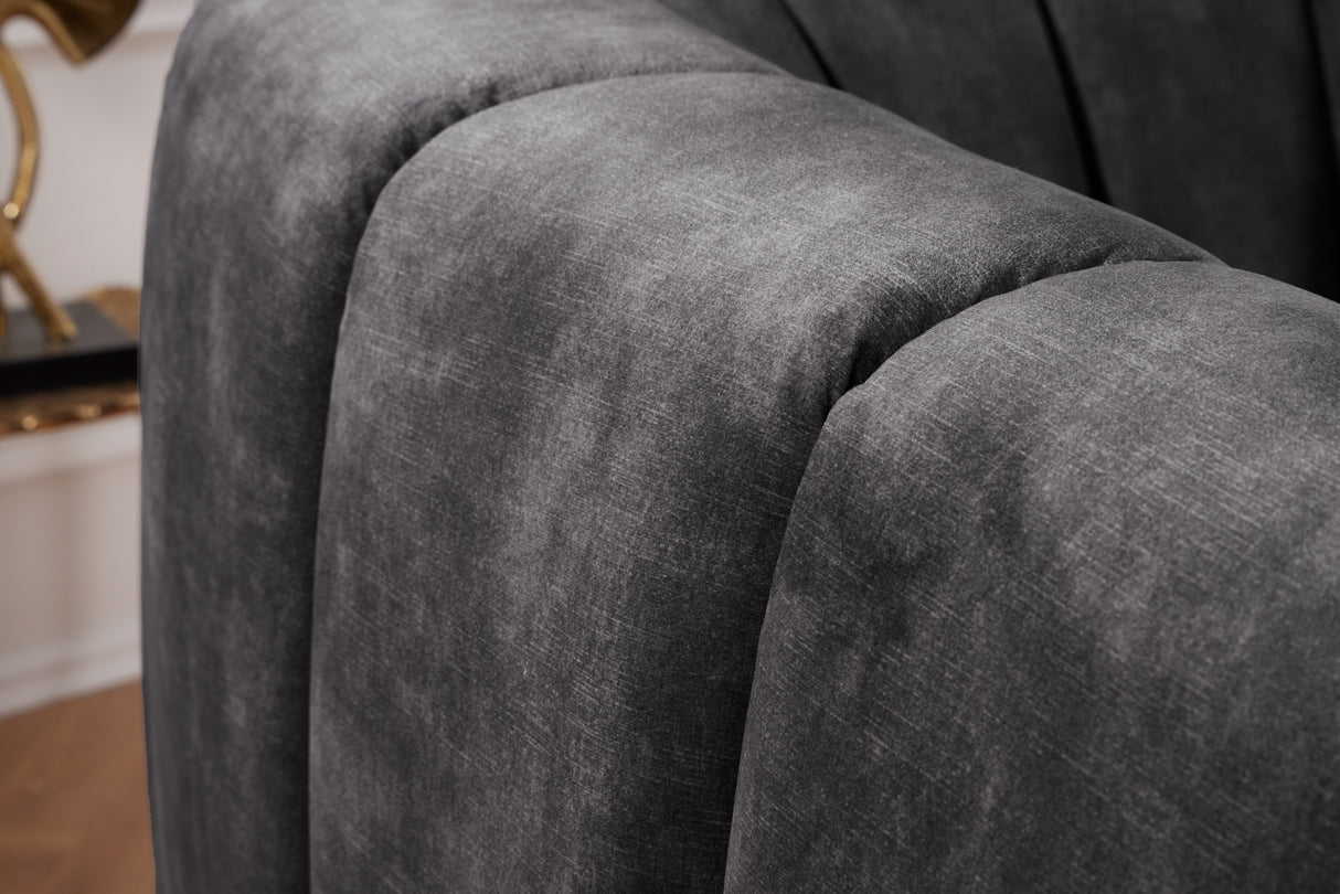 Armchair BABYLON 360° rotatable velvet dark grey
