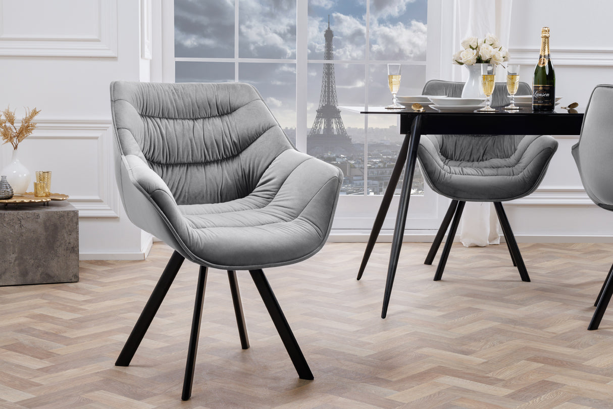 Chair THE DUTCH COMFORT with armrests velvet grey
