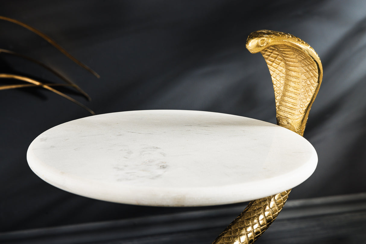 Beistelltisch WILDLIFE COBRA 60cm goldweißer Marmor