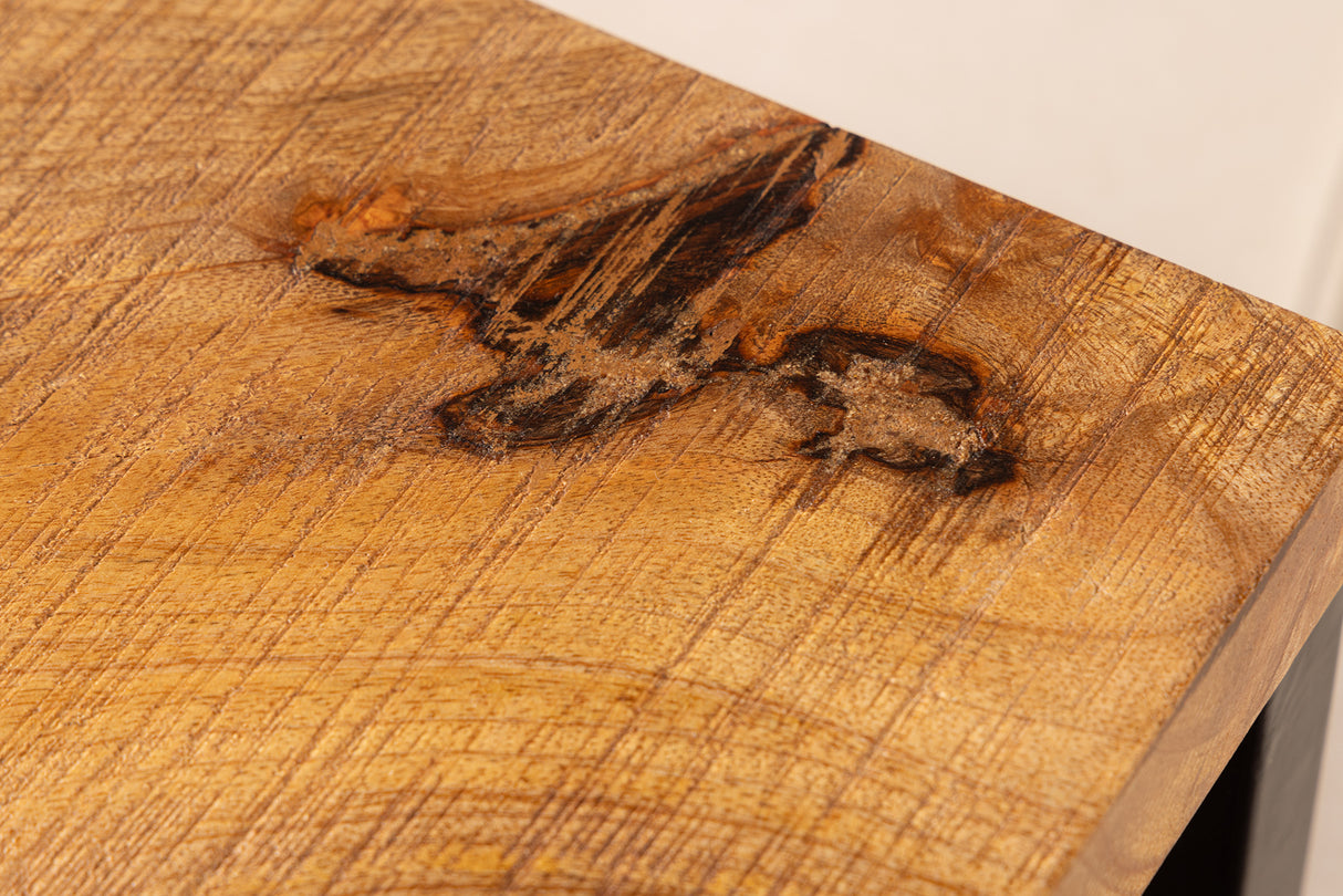 Side table GASTON 65cm mango wood black metal