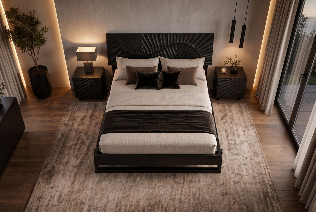 Bed SCORPION 180x200cm 3D mango wood black