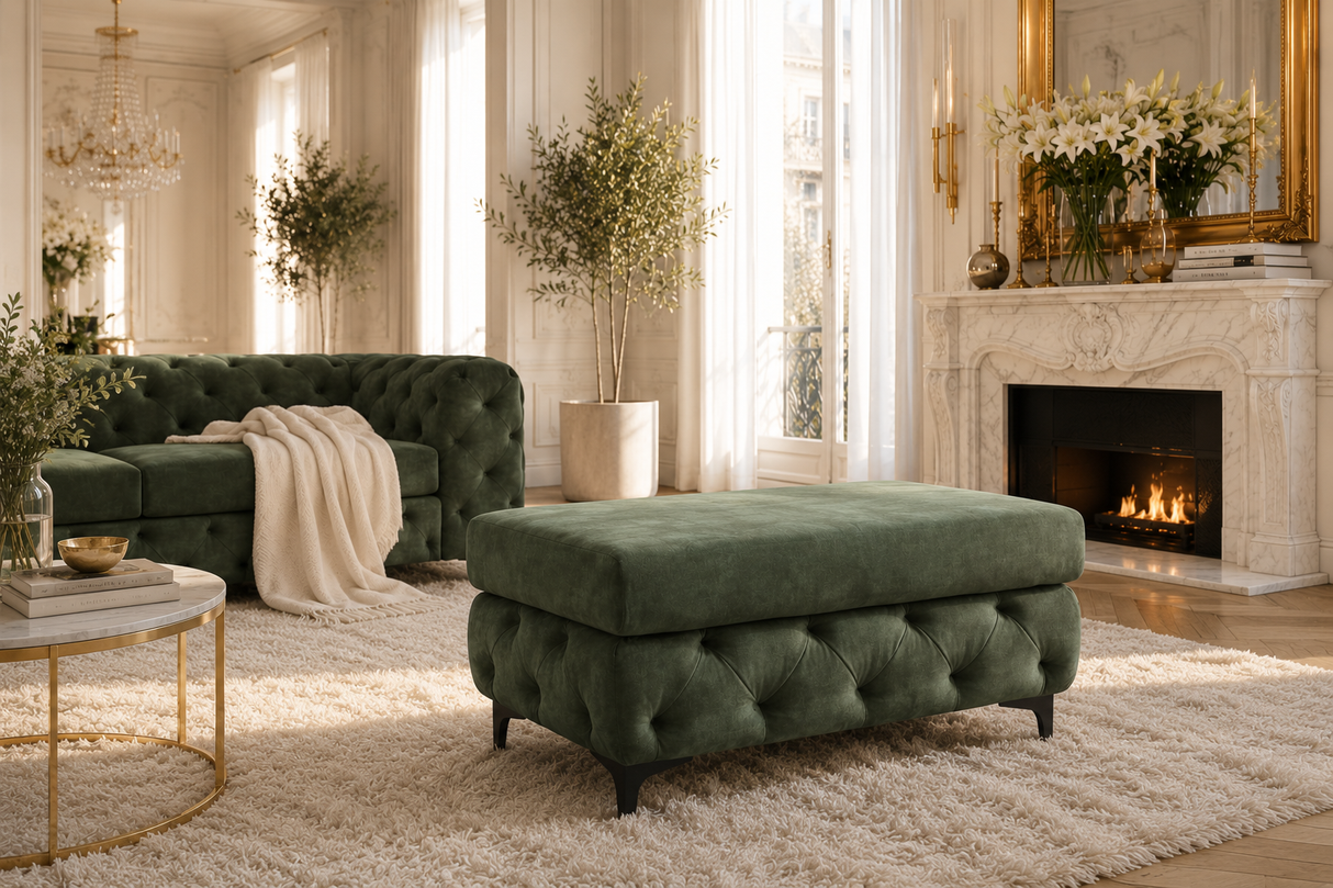 Stool MODERN BAROCK 95cm velvet dark green