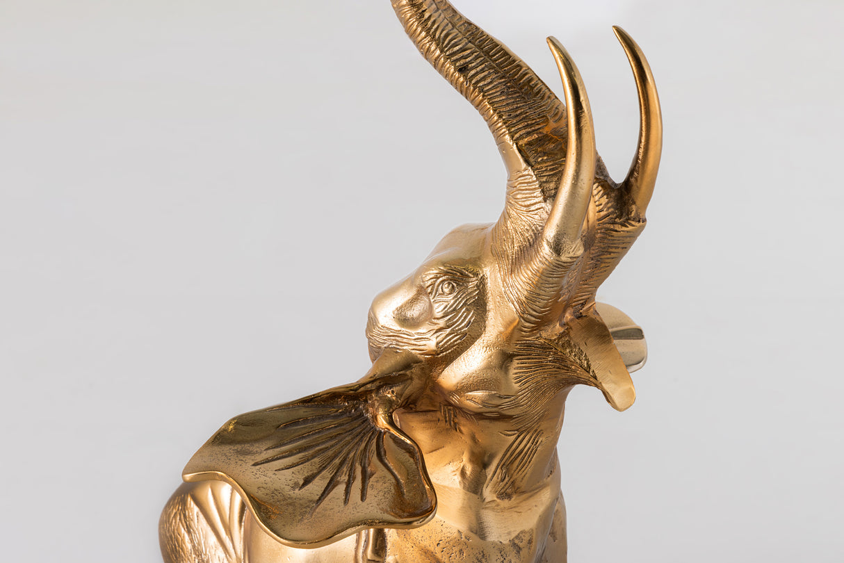 Beistelltisch ELEPHANT 80cm gold mit Marmorsockel