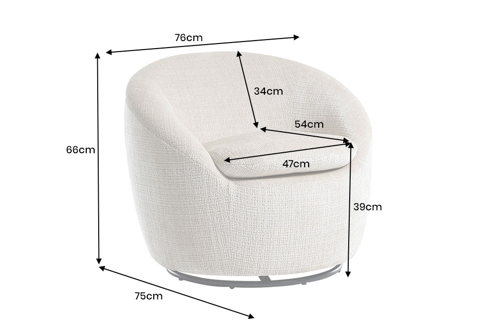 Armchair ALPINE 360° rotatable textured fabric beige