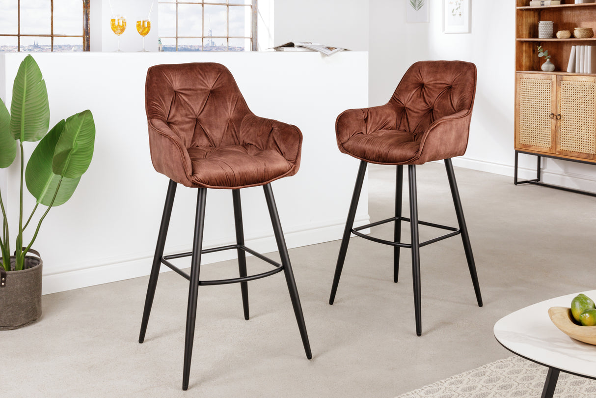 Bar stool MILANO 75cm velvet brown