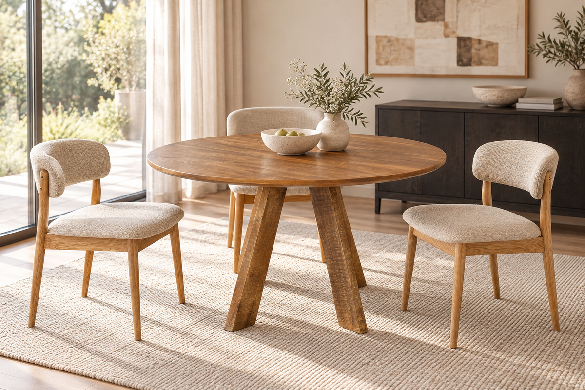 Esstisch ART WOOD Ø 120cm rund Mangoholz braun honigfarbenes Finish