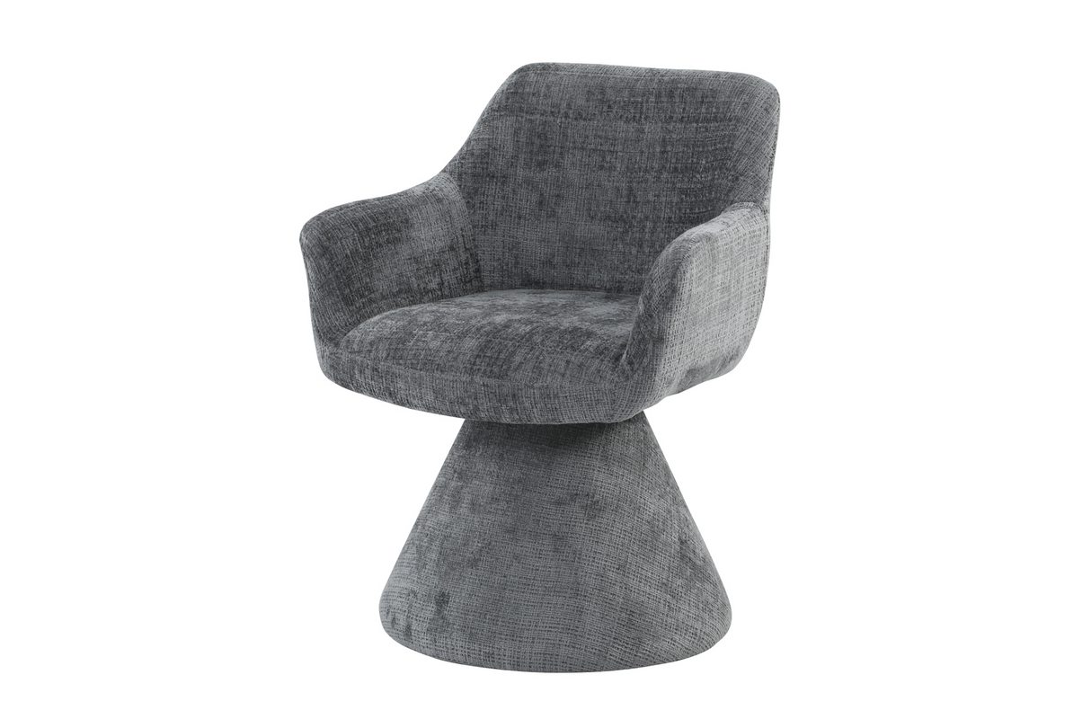 Swivel chair AMBIENTO 180° auto-return w/ armrests chenille grey