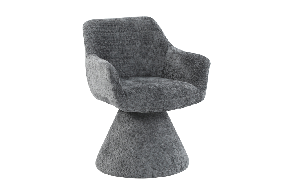 Swivel chair AMBIENTO 180° auto-return w/ armrests chenille grey