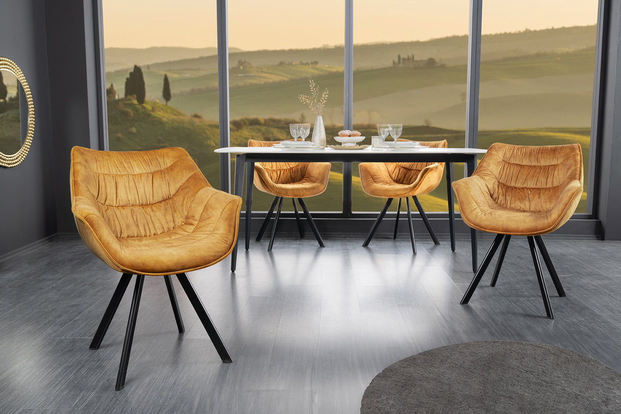 Sessel THE DUTCH COMFORT m. Armlehnen Samt senfgelb