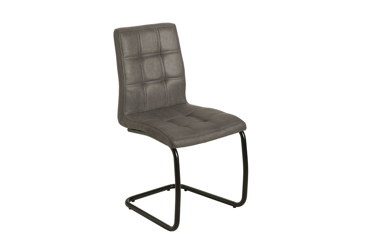 Cantilever chair MODENA microfibre grey with black iron legs