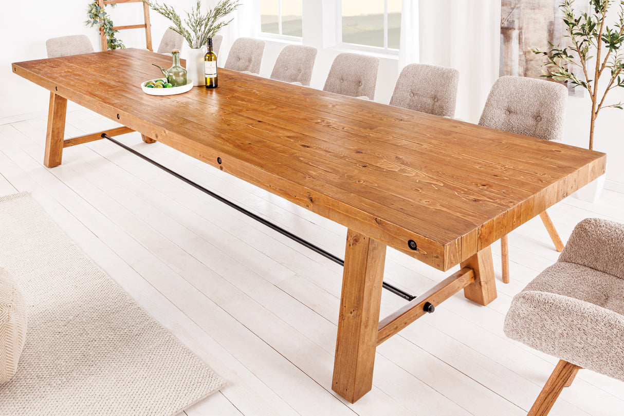 Dining table FINCA 300cm pinewood 80mm vintage brown