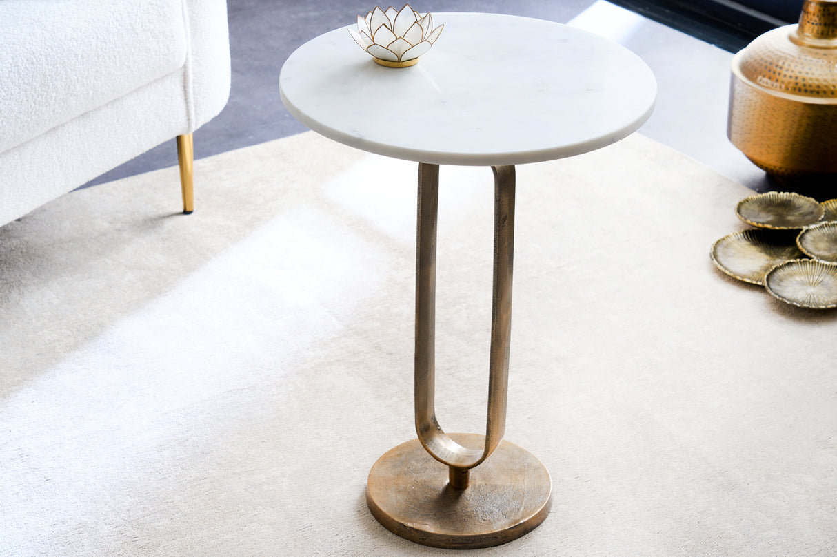Side table ELEGANCE 60cm marble plate white