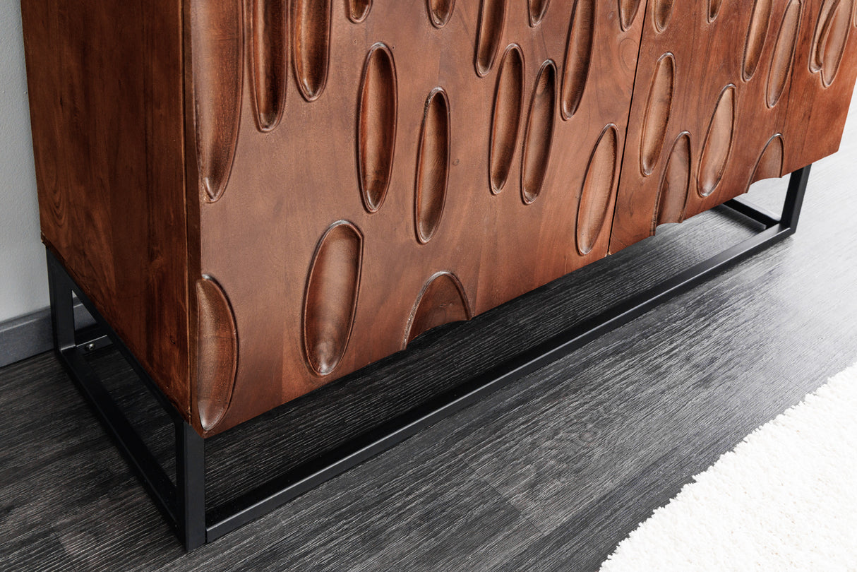 Highboard DUNE 120cm 3D acacia wood dark walnut brown