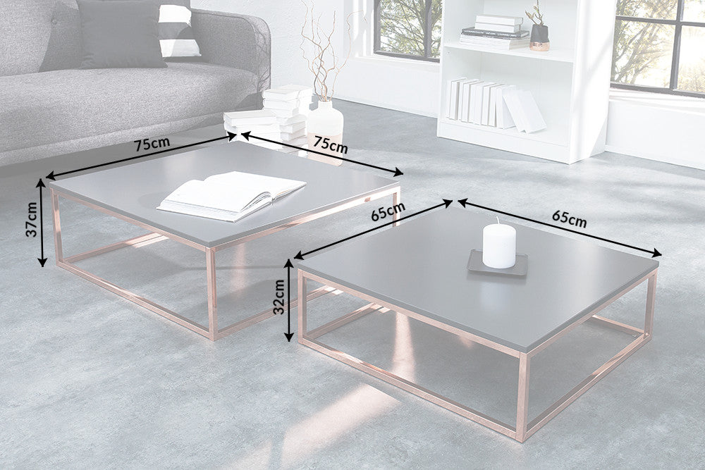 Couchtisch ELEMENTS 65-75cm 2er Set Anthrazit Kupfer