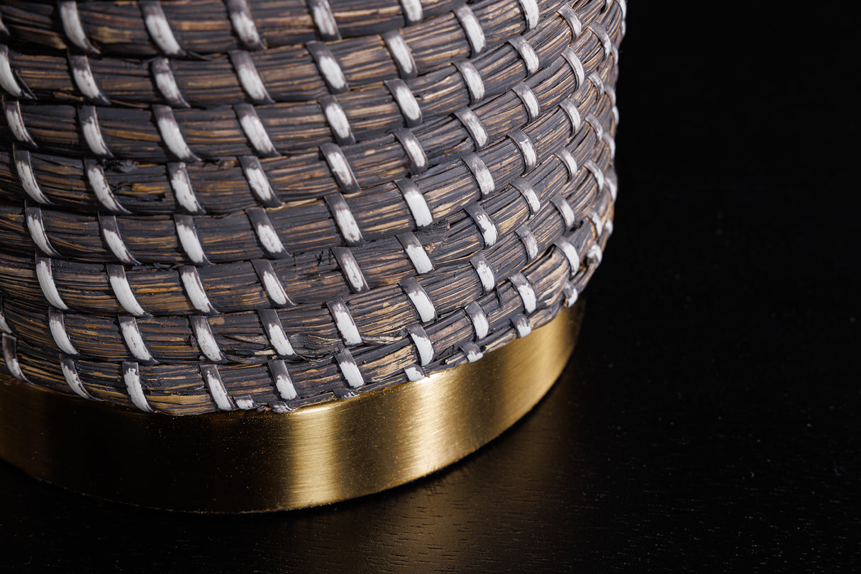 Table lamp ZEA 60cm gradient seagrass natural brown gold w/ lampshade rough linen brown