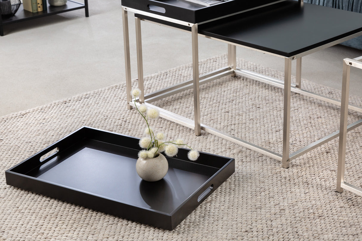 Coffee table ELEMENTS set of 3 with removable trays black
