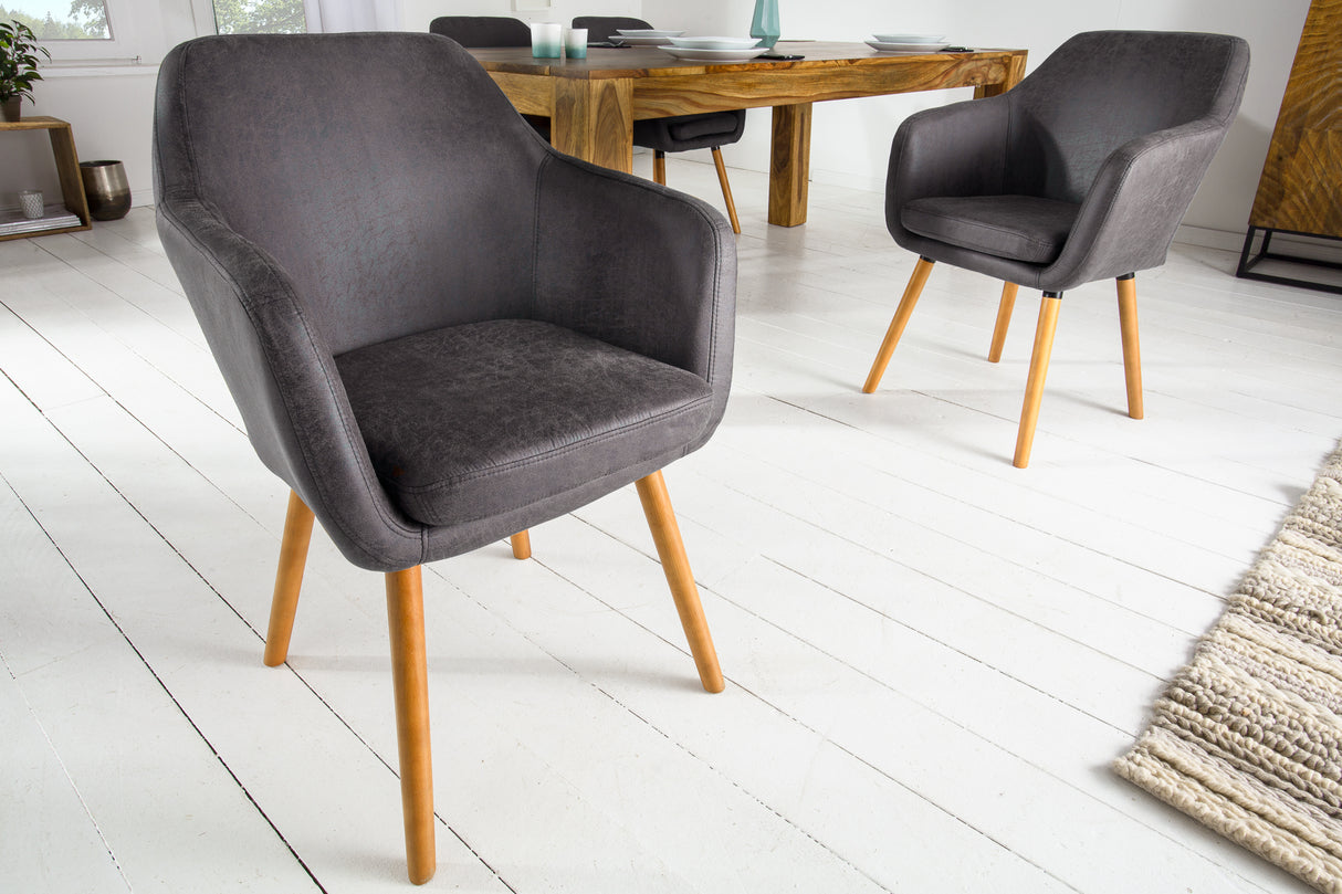 Chair SUPREME with armrests microfibre vintage grey