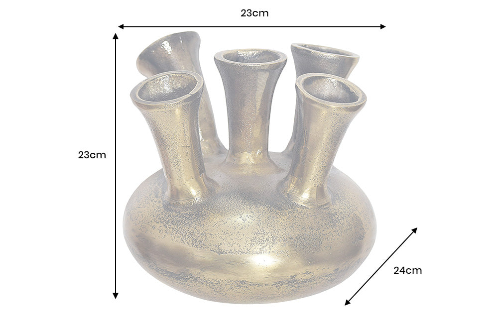 Vase KIYA 25cm gold 5 mit Blumenöffnungen