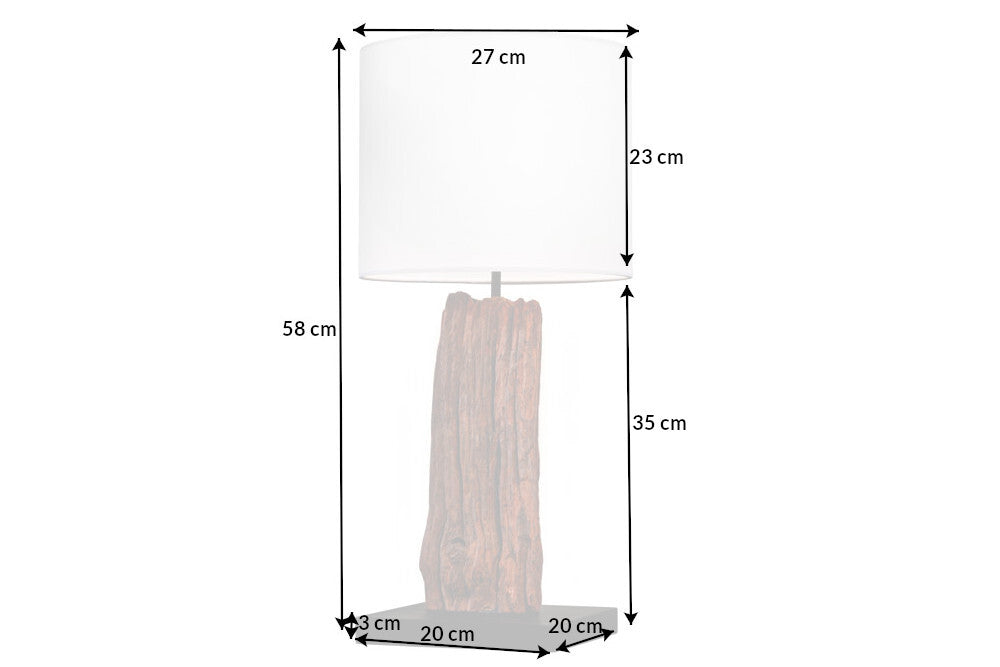 Tischlampe ROUSILIQUE 60cm Treibholz Baumwolllampenschirm
