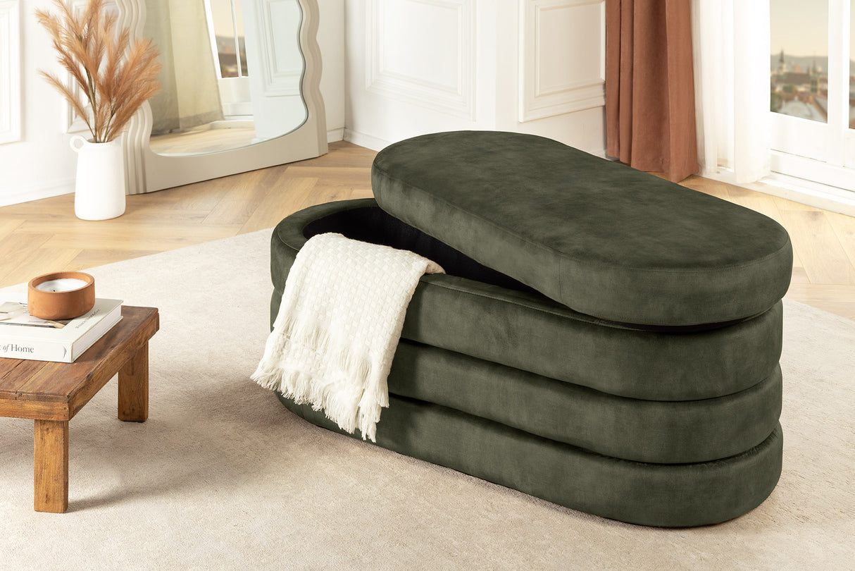 Bench chest VOQUE 115cm velvet green w/ storage space bench seat