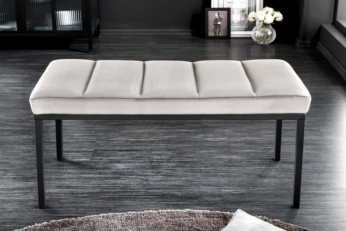 Bench BOUTIQUE 80cm velvet light grey