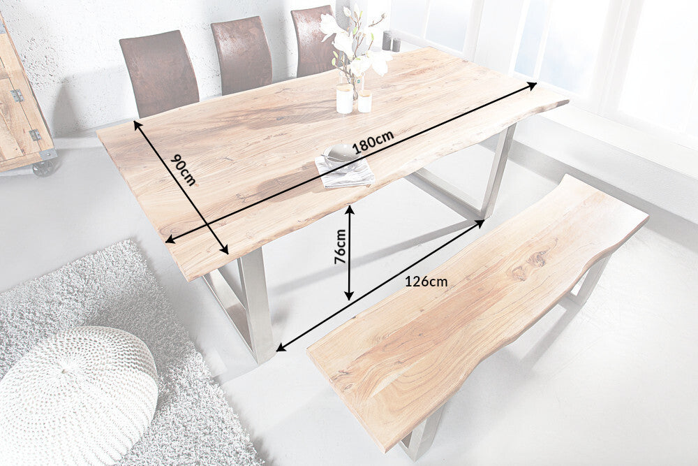 Dining table MAMMUT 180cm 35mm table top acacia wood natural