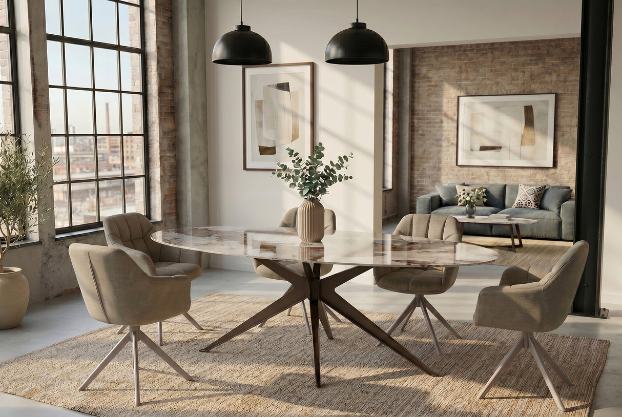 Dining table PANDORA 220cm oval ceramic bronze