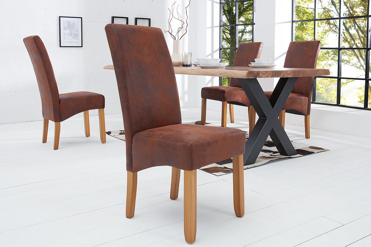Chair CASA vintage look light coffee microfibre
