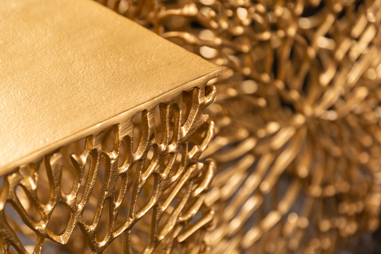 Side table LEAF 40-45cm set of 2 gold