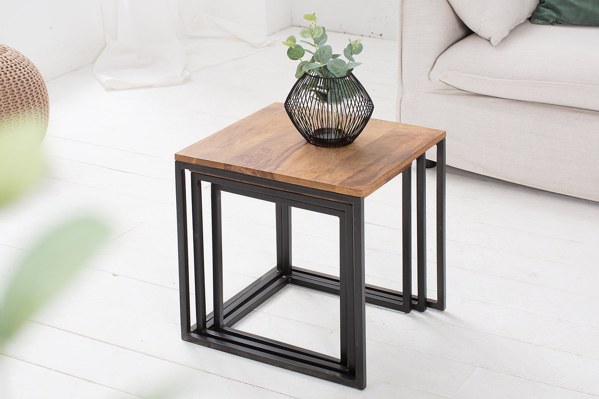 Beistelltisch ELEMENTS 30-40cm 3er Set Sheesham Holz