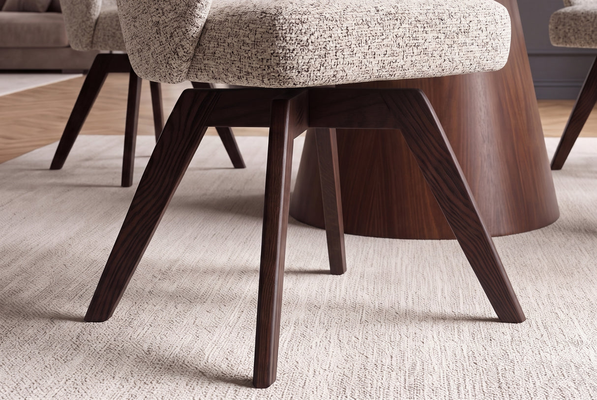 Swivel chair WALKÜRE 180° auto-return w/ armrests spring core textured fabric beige brown