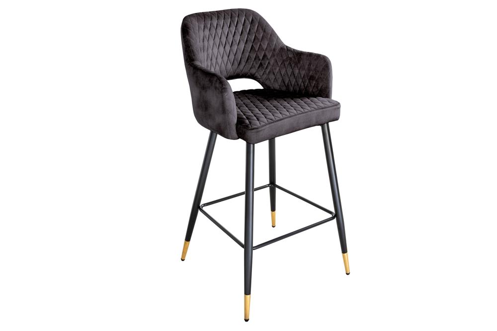Bar chair PARIS w/ decorative quilting velvet anthracite